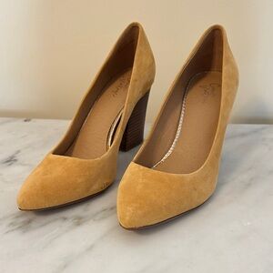 Sophisticated Mustard Suede Heels